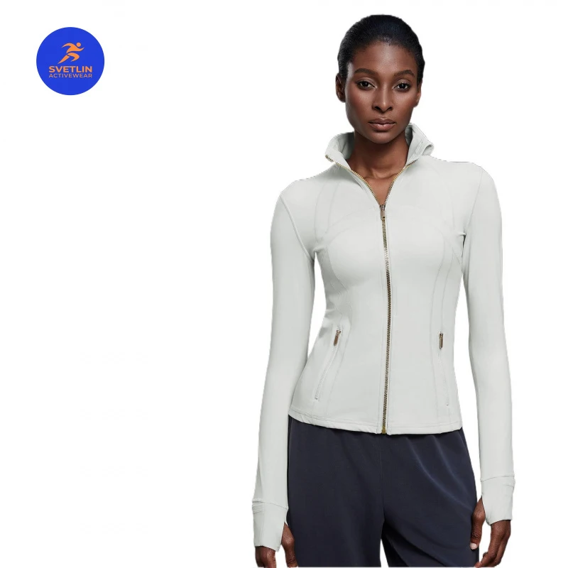 SVETLIN EU US Size Luxury Quality Active Wear Windproof Stand Collar Yoga Jacket Running Sports Fitness Coat Women