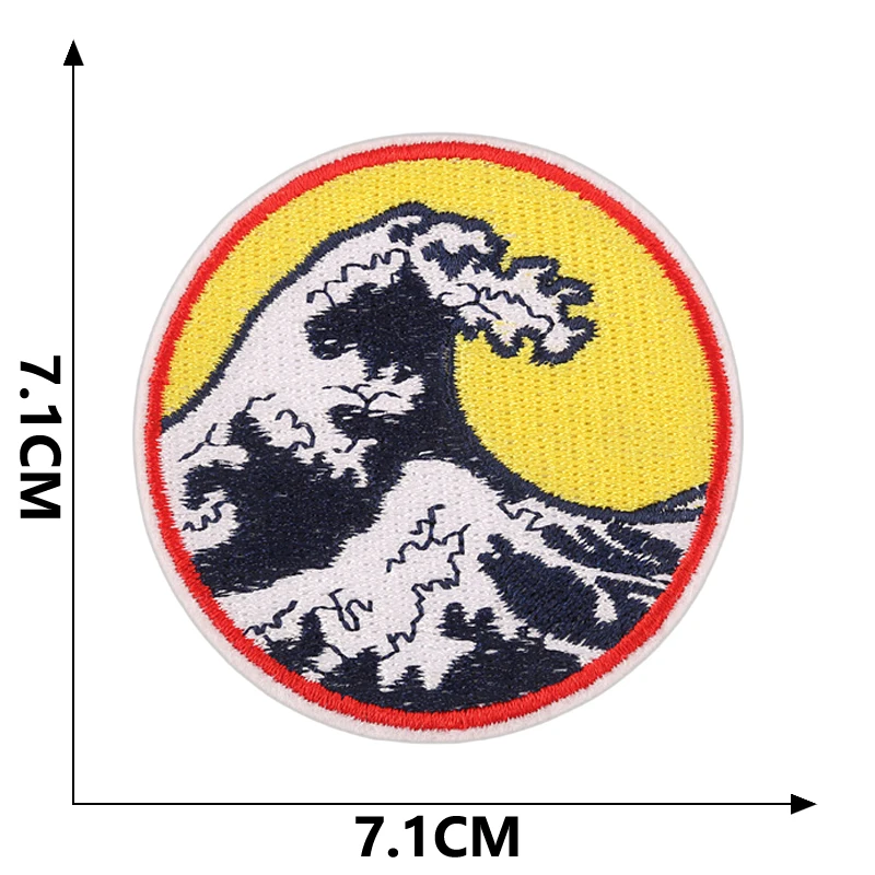 Patches für Jacken, Outdoor-Kleidung, Meereswellen, Naturlandschaft, Walstreifen, Parches, zum Aufbügeln, bestickter Stich, DIY-Designer, zum Aufnähen – Detail 13