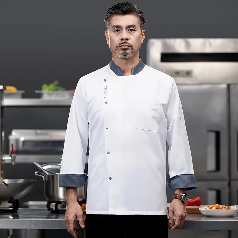 Chef vêtements de travail à manches longues automne hiver Restaurant Cuisine Cuisine occidentale Cuisine restauration cantine cuisson gâteau pain vêtements