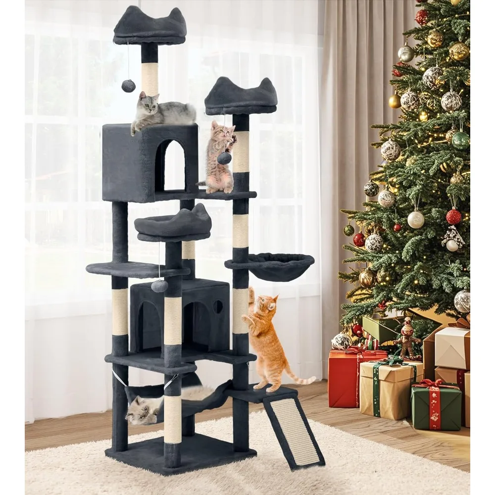 

YITAHOME Tall Cat Tree Tower for Indoor Cats, 75in Multi-Level Cat Climbing Tower with Cat Condos, Top Perches, Hammock, Sisal S