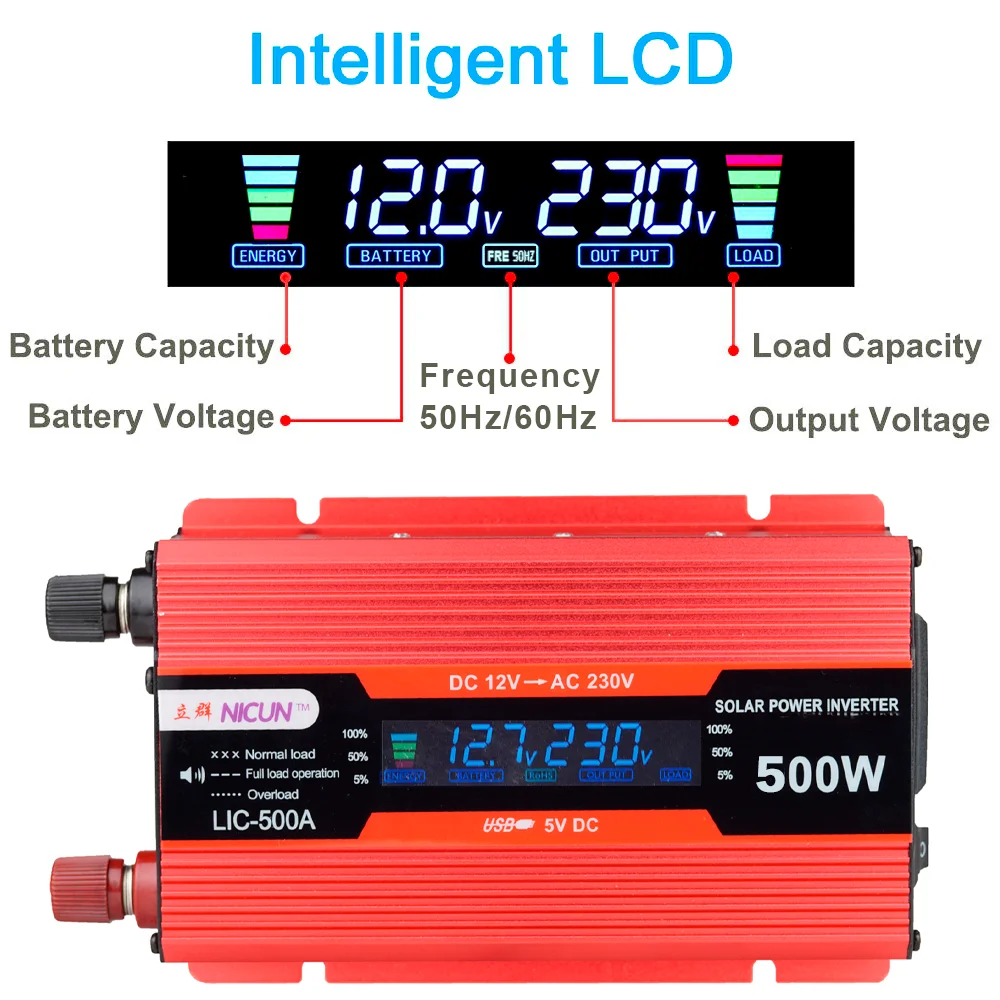 500W Solar Power Inverter 110V/220V Solar Panel System 12V Solar Plate Battery Charge Controller Complete Power Generator