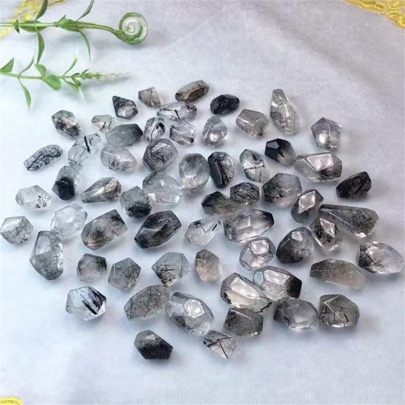 5PCS Natural Black Rutiled Quartz Fashion Delicacy Gemston  Jewelry Christmas Gift For Women Man 11-26mm