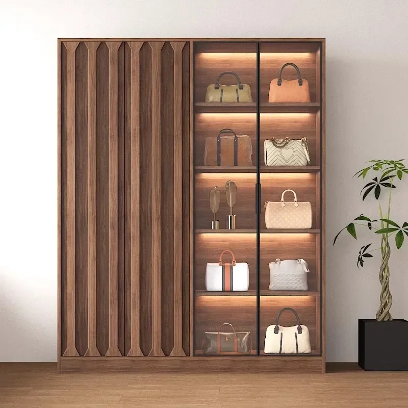 Household bag display cabinet Living room storage cabinet Bedroom wall locker Solid wood boss office file cabinet