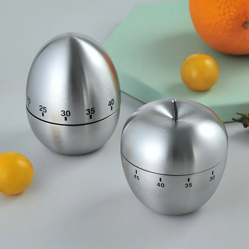 Mechanical Kitchen Timer Stainless Steel Apple Machinery Count Down Reminder Alarm Clock Interval S Cooking Tool Kitchen Supply