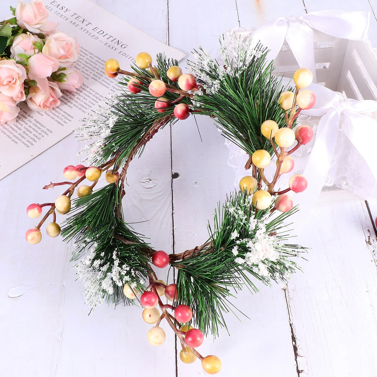 

Artificial Wreath Berry Wreaths Front Door Garland for Decorating Flowers Small
