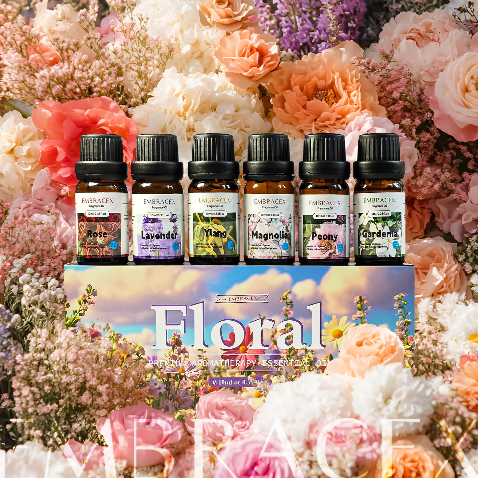 

6PC/1Set Floral Essential Oil Skincare Hair Care Natural Fragrance Perfume oils Natural Herbal Extract Gifts Box Gift For Women