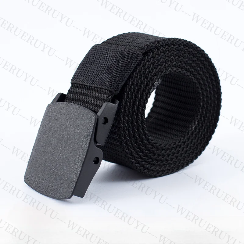 Military Tactical Belt Student Military Training Pants Accessories Metalless Automatic Buckle Knitted Canvas Belts for Men Women