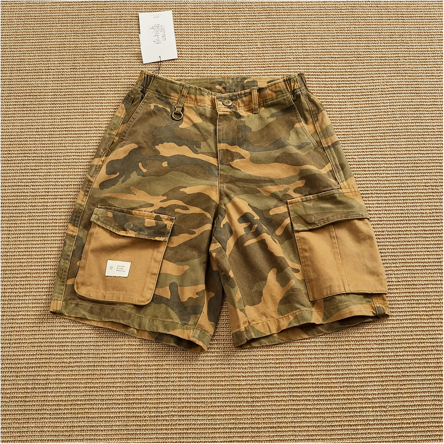 

Летние новые американские ретро-шорты-карго из плотного хлопка с камуфляжным принтом, мужские, 100% хлопок, свободные, с множеством карманов, повседневные, 5-точечные брюки