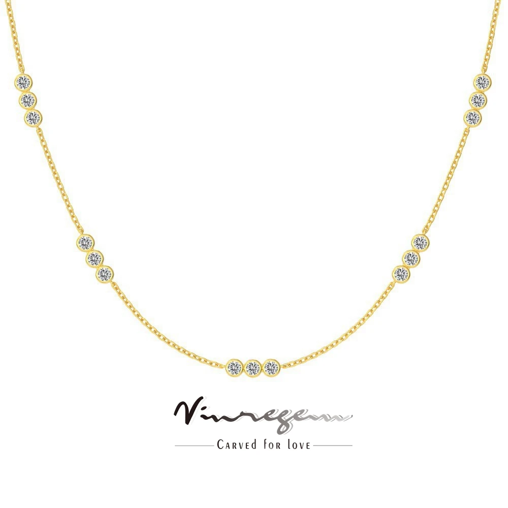 

Vinregem 3,5 мм круглой огранки высокоуглеродистый бриллиант драгоценный камень модные ожерелья для женщин стерлингового серебра 925 пробы ювелирные изделия оптом