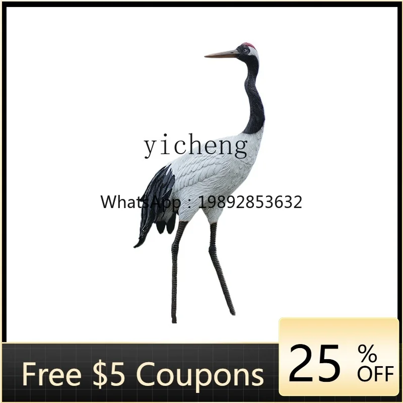 

Tqh Simulation Crane Sculpture Red-Crowned Crane Model Garden Landscape Pool Fish Pond Courtyard Crane Ornament Decoration