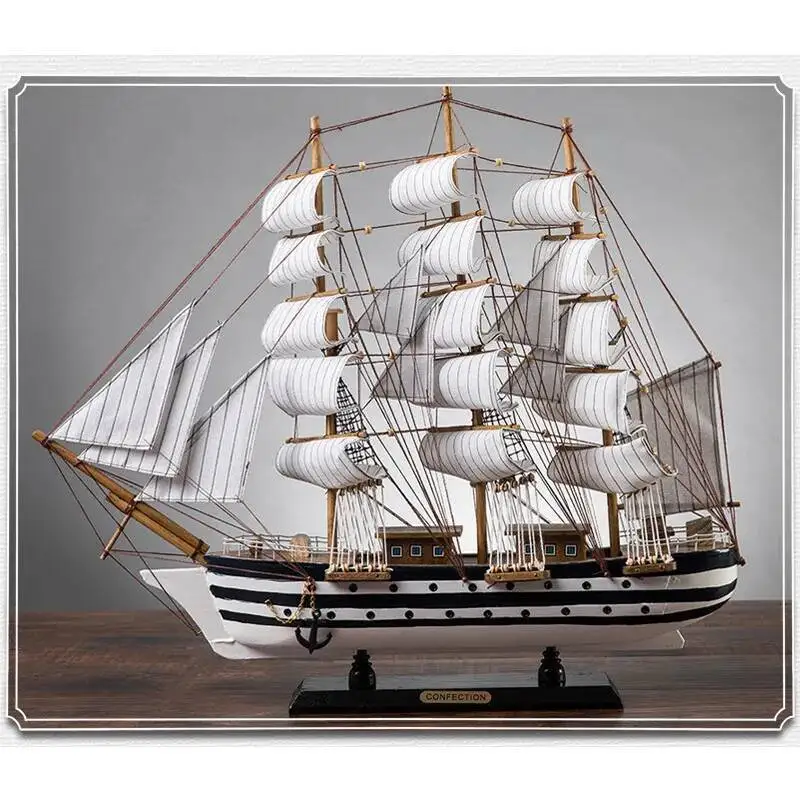 Smooth Sailing Sailboat Decoration Finished Model, Handcrafted Simulation Of Wooden Crafts, Nordic Style Minimalist Decoration