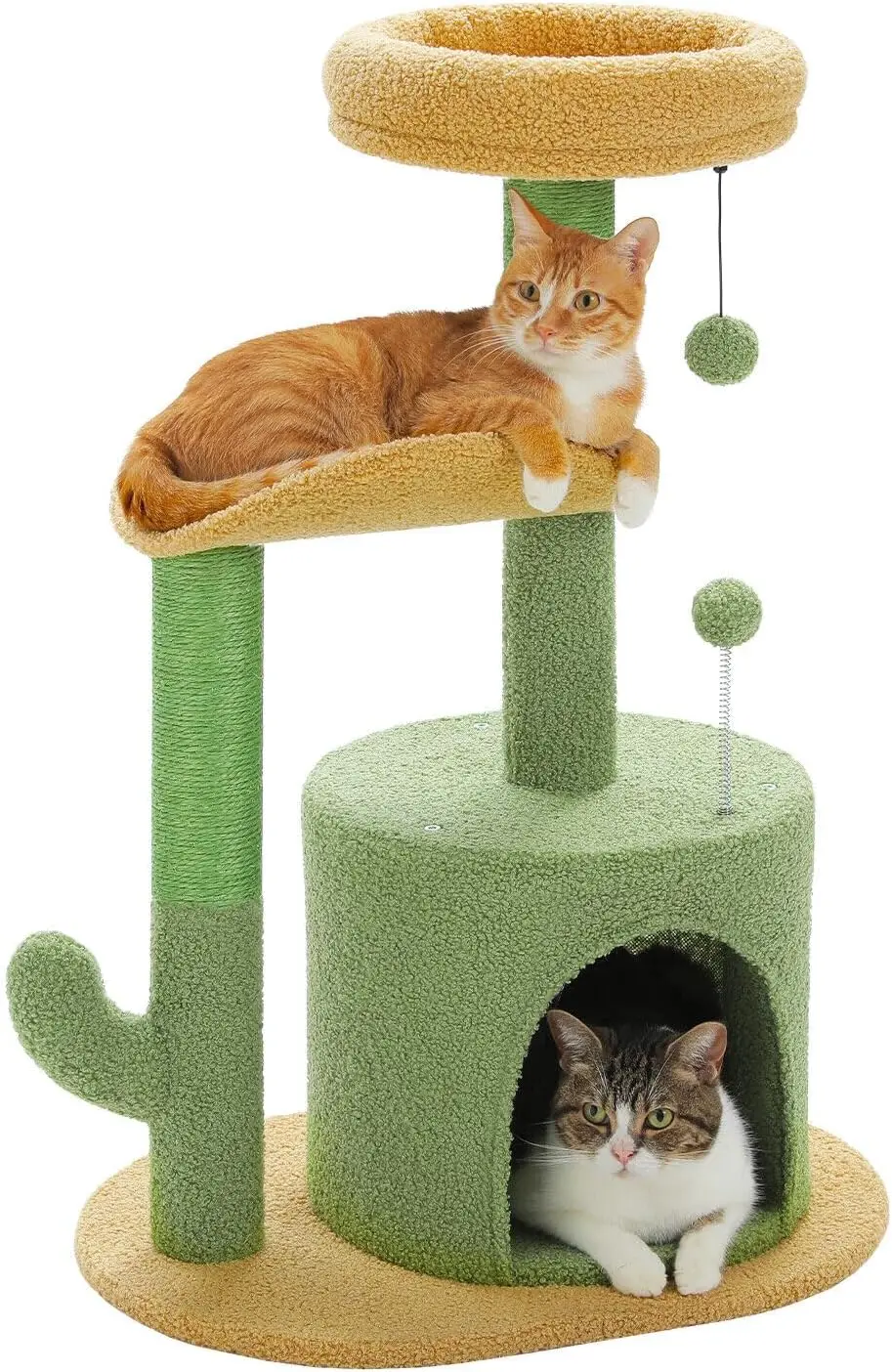 

Cactus Cat Tree Small Cat Tower 32” Cat Scratching Post with Curved Perch, Cozy Cat Condo, Removable Padded Top Bed for