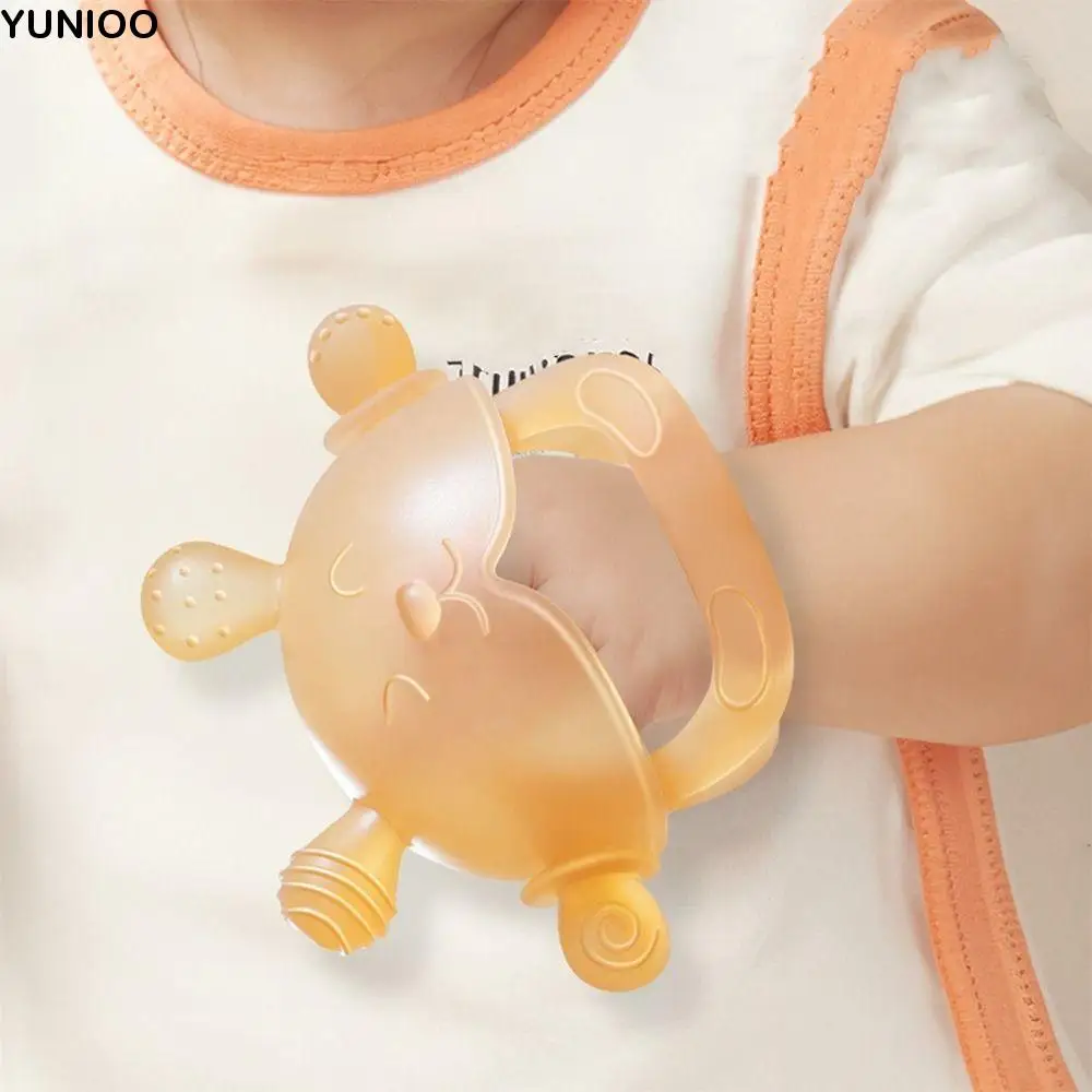 

3pcs Soft Silicone Bunny Teething Toy Food Grade Cartoon Teether Gloves BPA Free Anti-Thumb Teether Ring Youngsters Grip