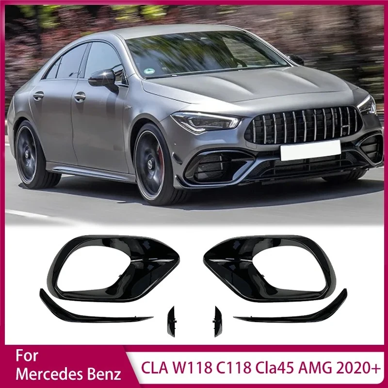 

Front Lip Bumper Side Hood Fog Lamp Light Cover for Mercedes Benz CLA W118 C118 Cla45 AMG 2020+ Spoiler Air Vent Frame Trim
