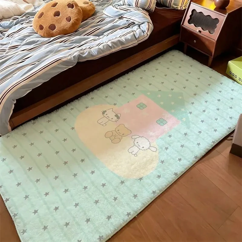 Cute Cat Polka Dot Imitation Cashmere Rug Soft Healing Floor Mat Living Room Bedroom Aesthetic Decor Fluffy Bedroom Rug