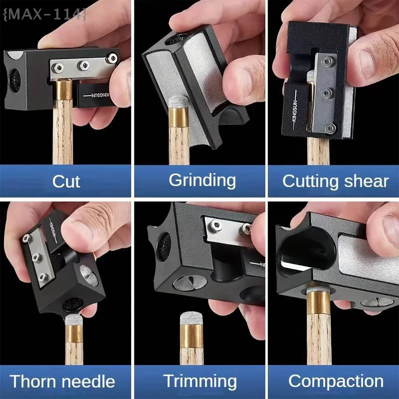 【No】 1 kit de mantenimiento de punta de taco de billar 8 en 1 piezas |   Multiherramienta con moldeador, desgaste y calibre para piscina y billar