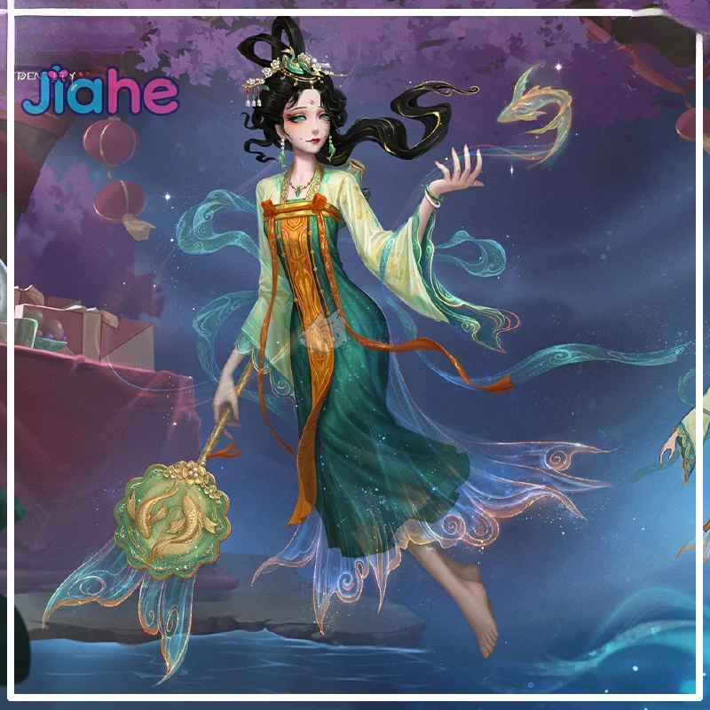 Grace Identity Ⅴ Cosplay Naiad Yao Cai Costume Halloween Carnival Chinese Style Gorgeous Hanfu Dress Props and Accessories Set