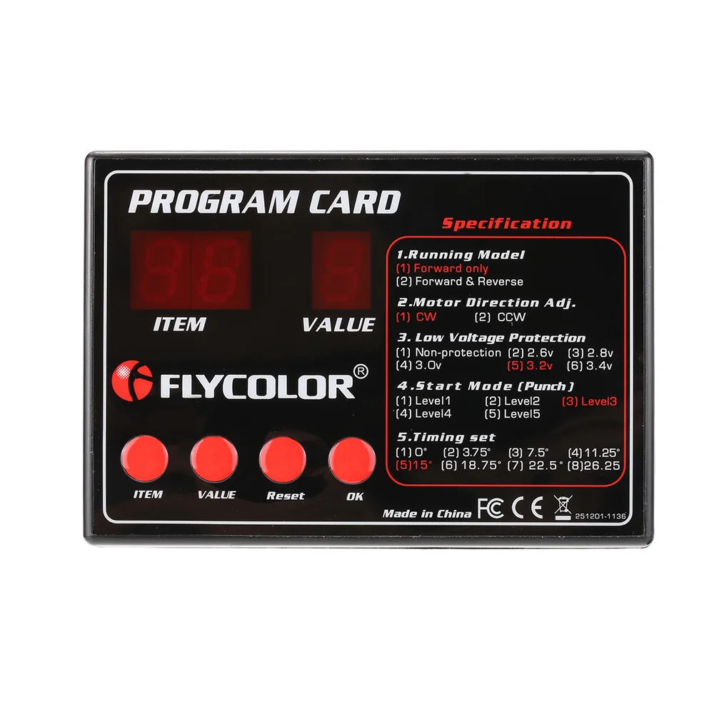 Flycolor Programing Card Original for RC Boats 50 to 150A ESC Electronic Speed Controller Remote Control