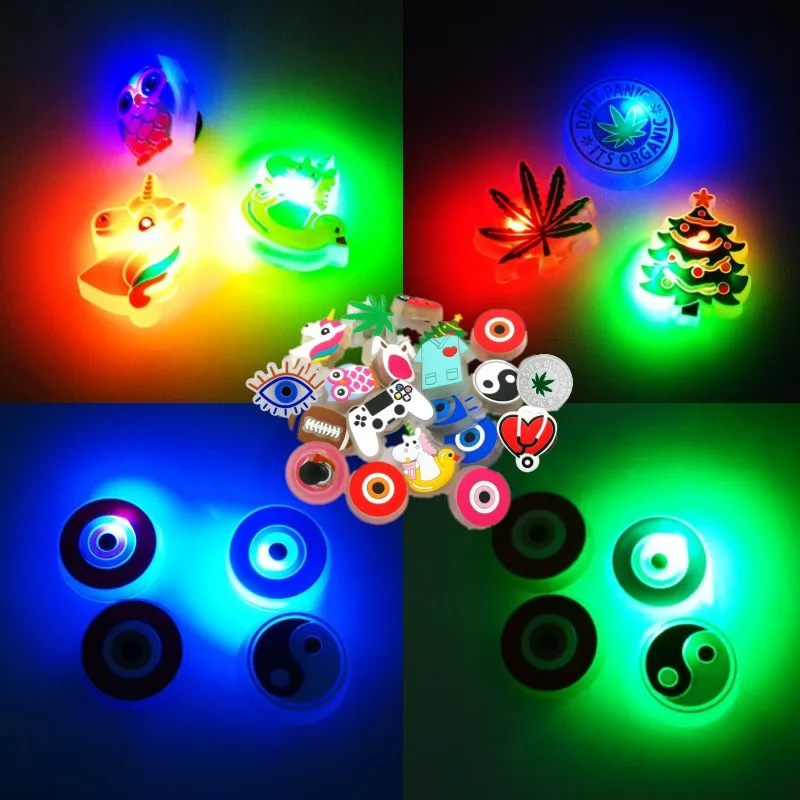 

1pcs Owl Unicorn LED Sandal Accessories Shoe Charms for Clog Stethoscope Clips Jeans Clog Pin Football Gamepad Shoe Decoration