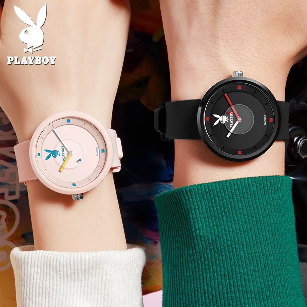 PLAYBOY Casual Sports Watch for Girls Fashion Pink Waterproof Women Watches Gift Luxury Elegant High Quality Women\'s Wristwatch