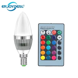 16 Color Changing E14 3W RGB LED Lamp Bulb 24Key Remote Controller Dimmable LED Candle Light For Stage Club Party AC 85-265V