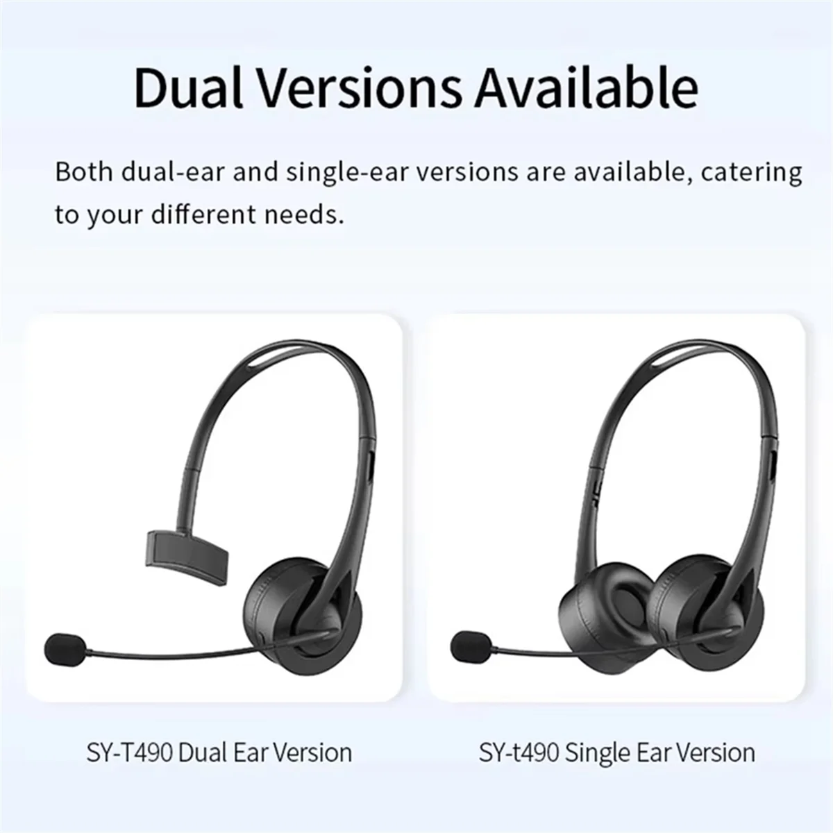 LDFH SY-T490 BT V5.3 Headset with Mic Head-Mounted Wireless HiFi Headphones Hands-Free Call Headset for Call Center Office A
