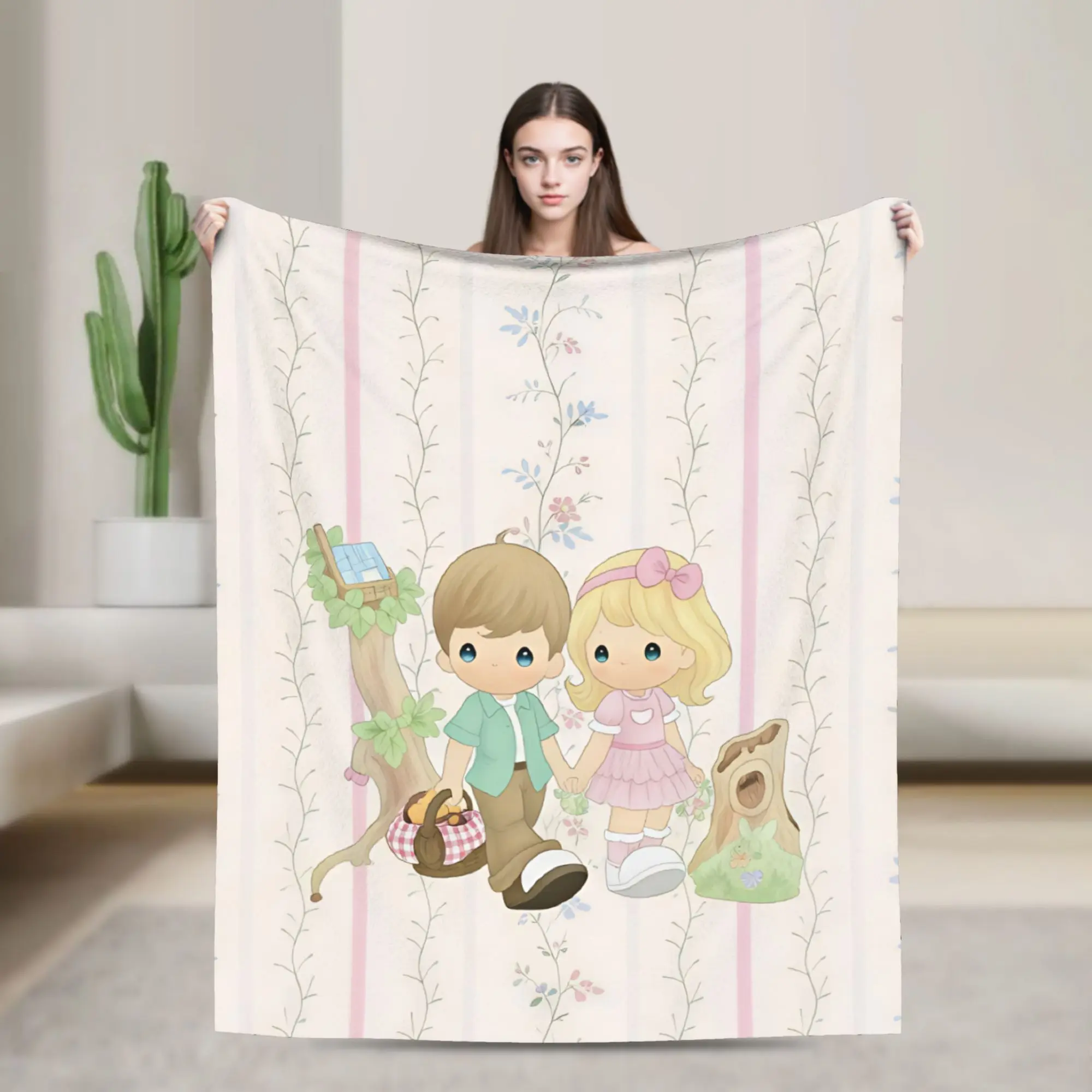 Precious Moments   Plush Blanket Boy Girl  Flannel Bedding Throws For Outdoor Soft  Custom DIY Quality Bedspread Birthday Gift