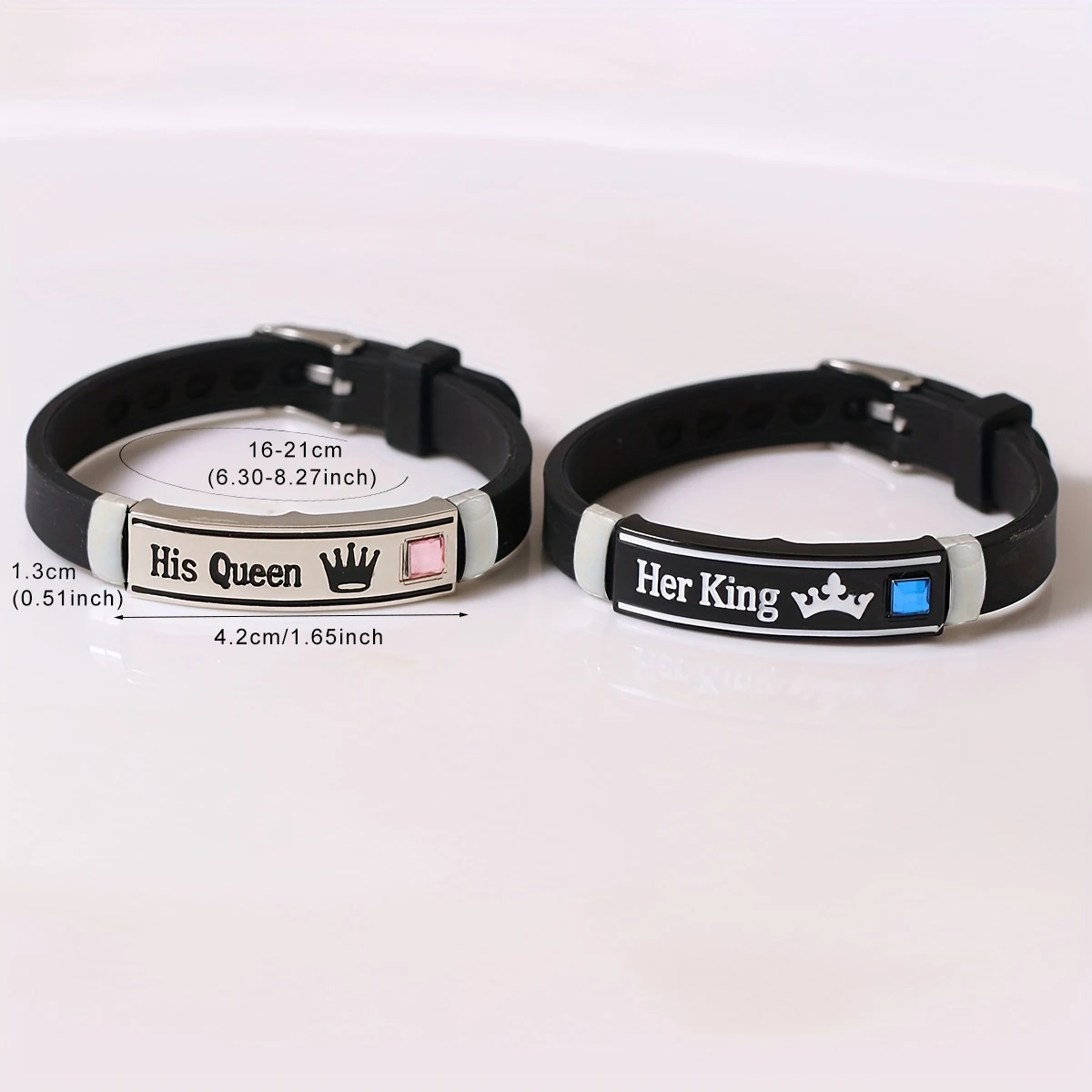 2 Pieces/Set of Luminous Accessories Her King His Queen Crown Couple Bracelet Fashion Silicone Bracelet