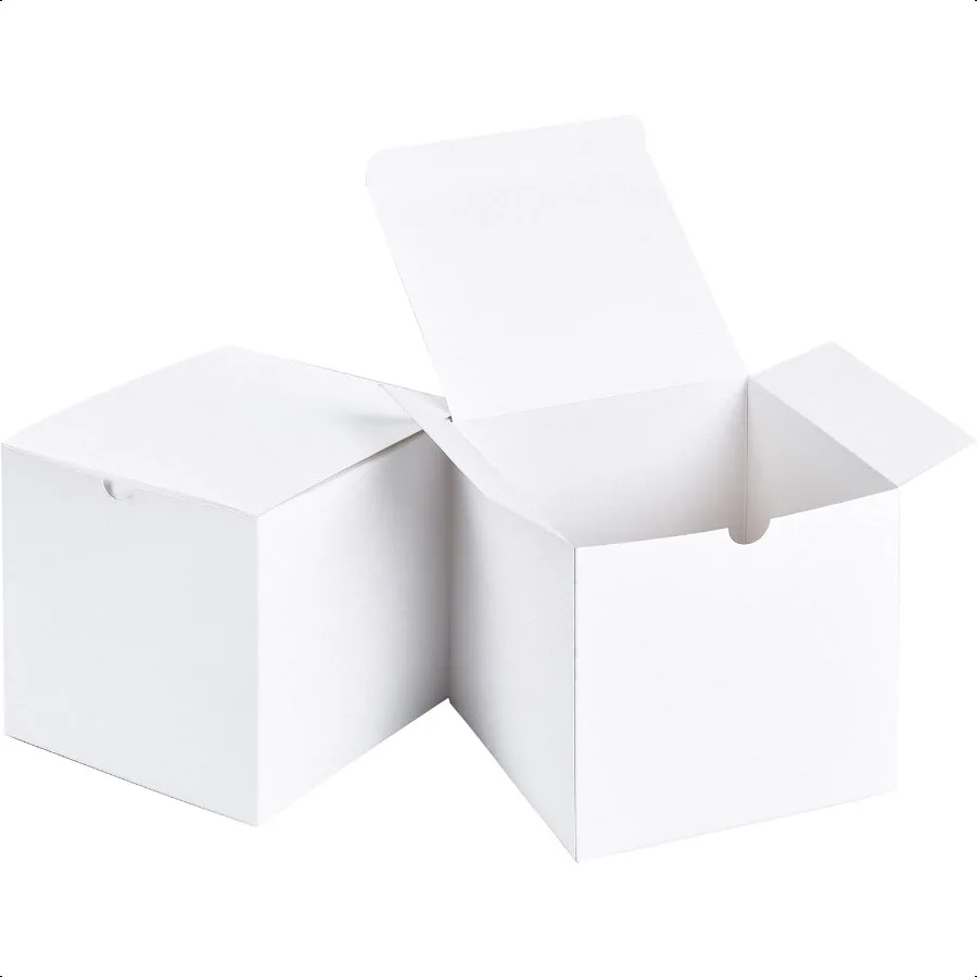 Cajas de regalo de cartón blanco con tapas, cajas cuadradas de 6x6x6 pulgadas, Cajas de regalo medianas adecuadas para fiestas, bodas, vacaciones de Navidad, 10 Uds.