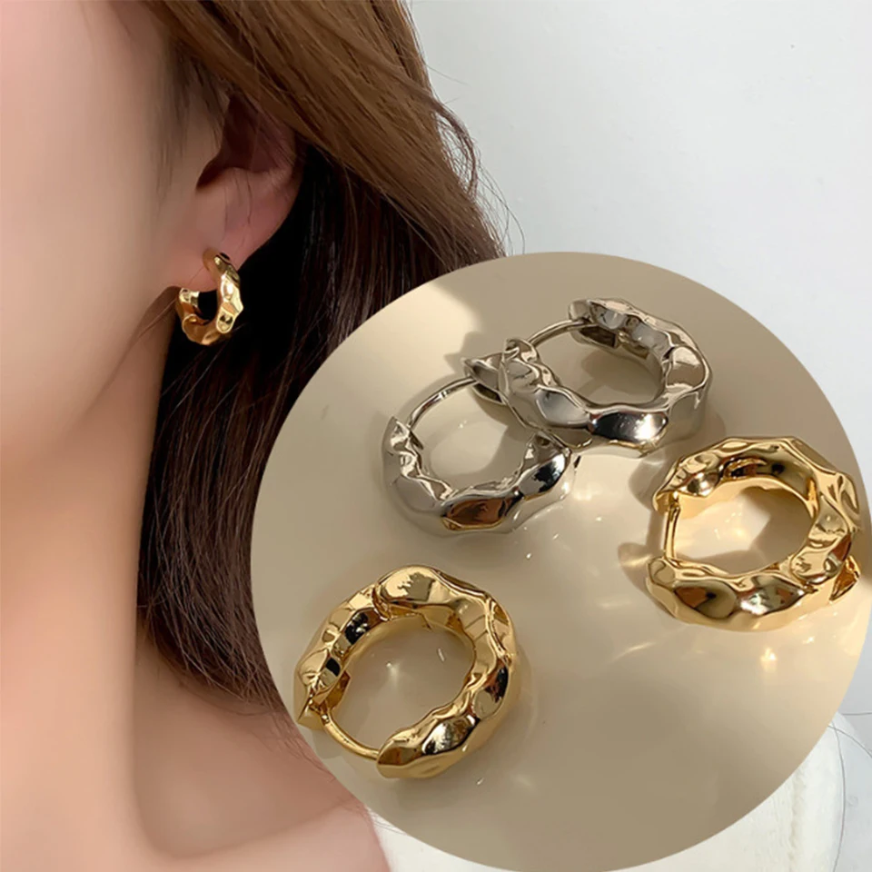 ZAKOL Korean Fashion Metal Circle Earrings Female Niche Fashion Design Hoop Earrings French Vintage Daily Accessories