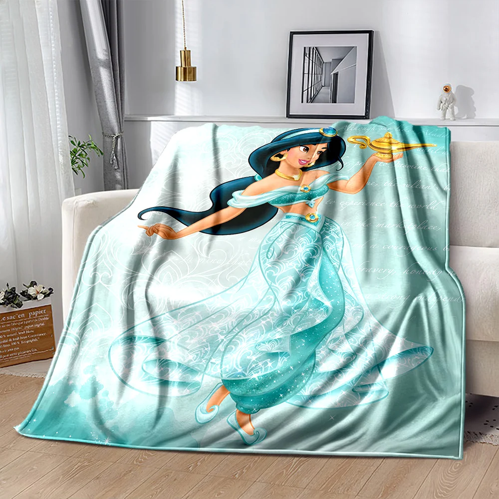 17 estilos Disney Aladdin princesa Jasmine manta para cama dormitorio sofá Picnic, manta para cubrir ocio al aire libre siesta, todas las estaciones