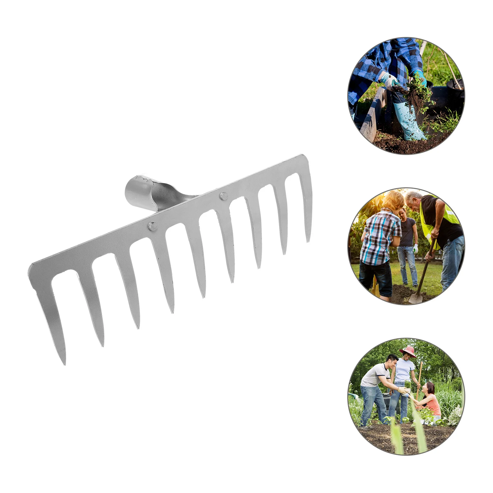 

1Pcs Robust Iron Rake Heavy Duty Gardening Supplies for Gardens Courtyard Farm Efficient Leaf Removal Garden Rake