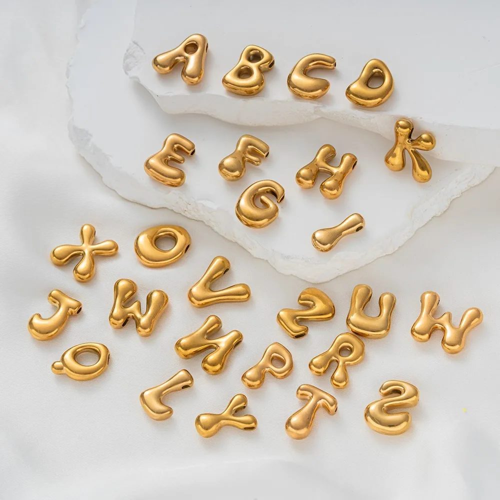 5Pcs Fashion Stainless Steel Gold Plated Capital 26 Letter Irregular Pendant Beads For DIY Necklaces Bracelets Jewelry Making view 6