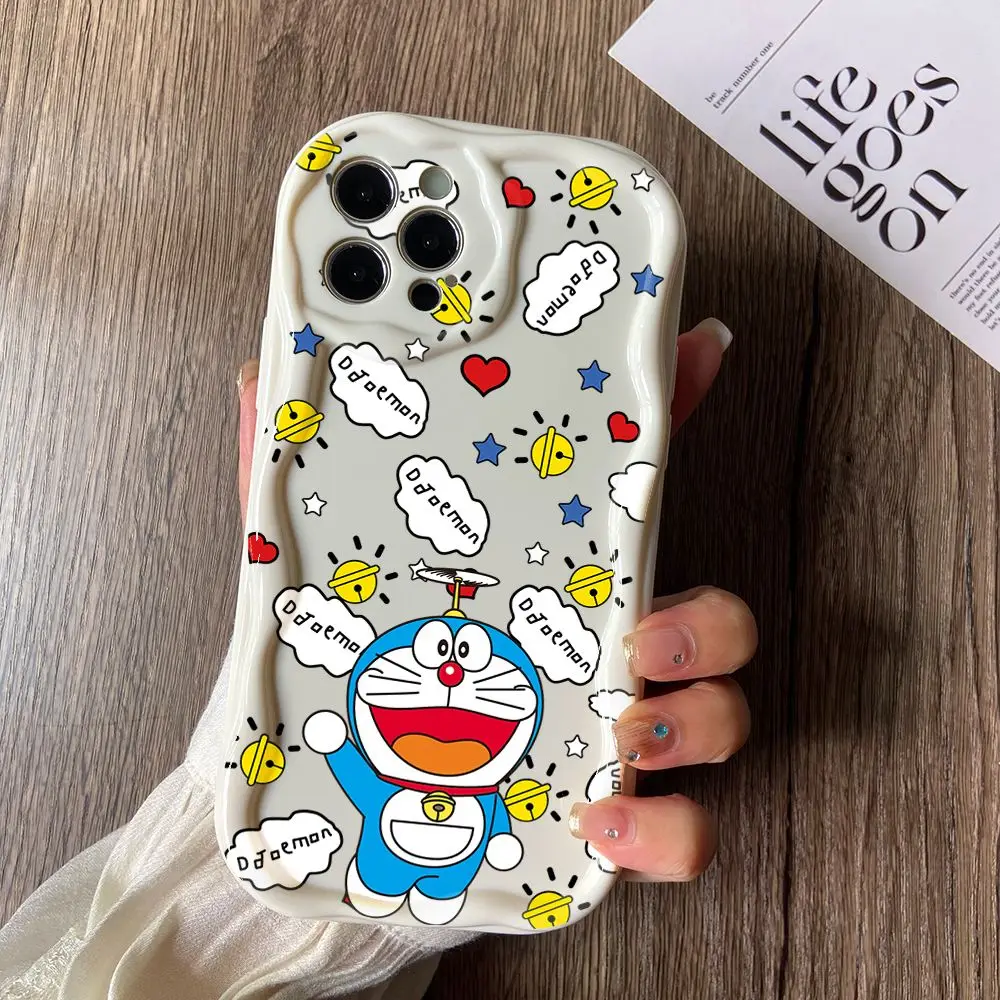 Cute D-Doraemons Phone Case for Samsung Galaxy A73 A72 A71 A54 A53 A52 A52S A51 A50 A34 A33 A32 A23 A13 4G 5G Creamy Wave Cover