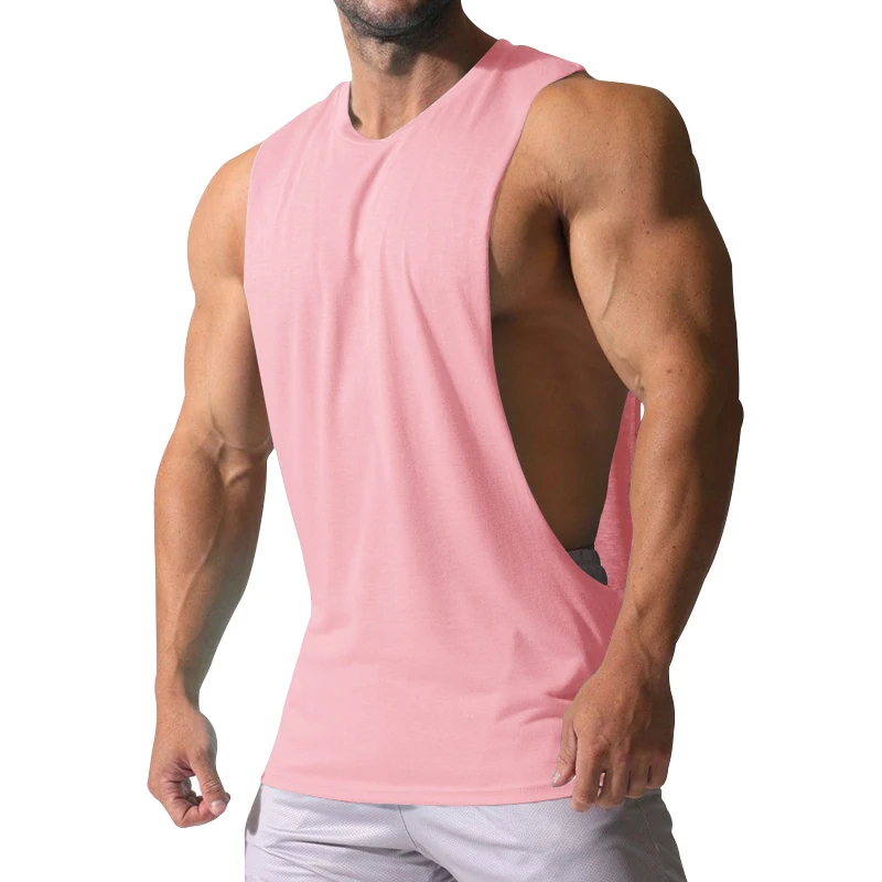 2023 Spring/Summer New Men\'s Tank Top Foreign Trade Muscle Men\'s Sports Casual Solid Color Men\'s Sleeveless Sweetheart T-shirt