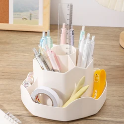 Large Capacity Plastic Rotating Pen Holder Storage Box Office Student Desktop Stationery Storage Light Luxury