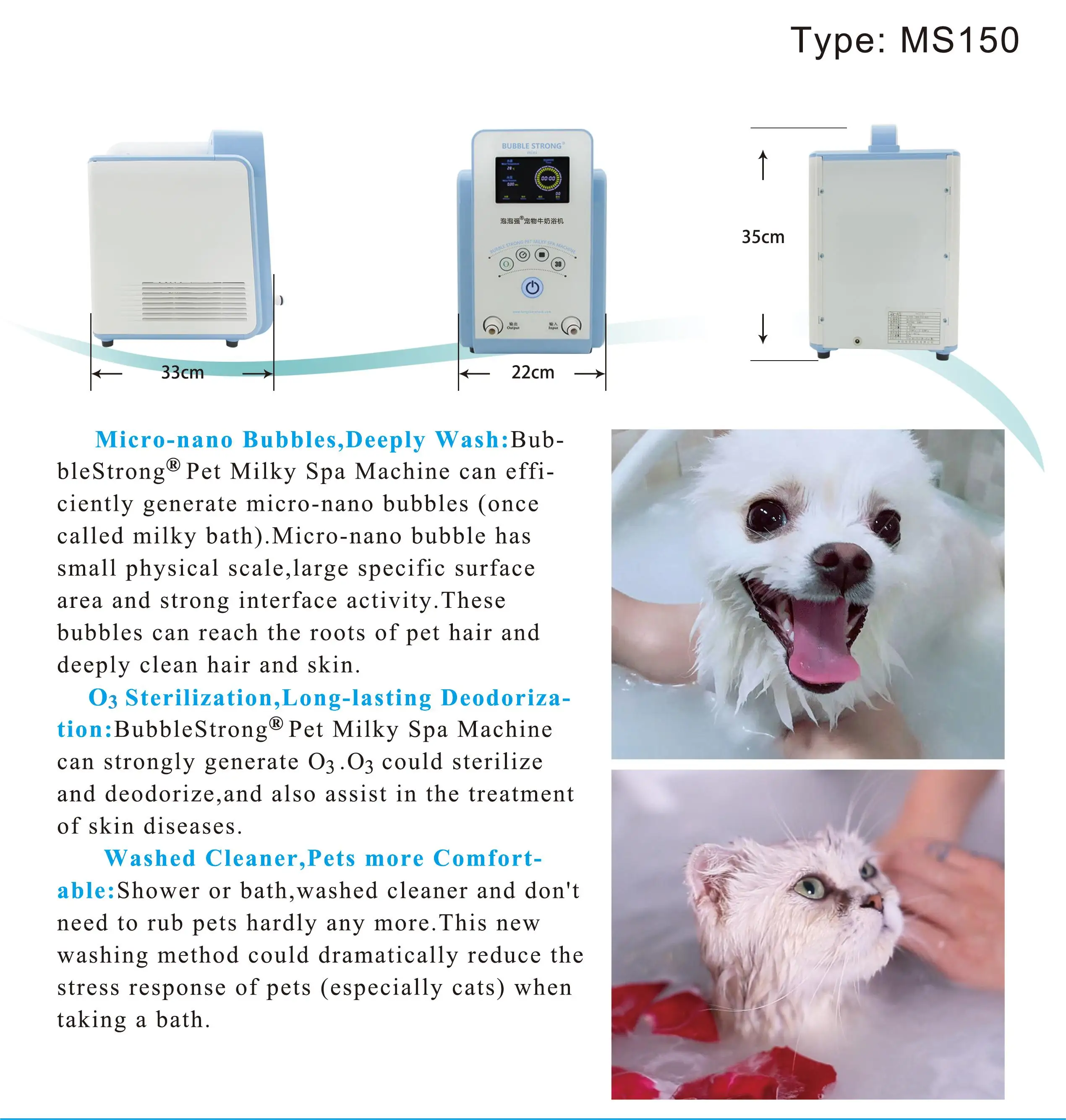 Pet Wash Machine Cat SPA Bathing Machine Eterinary Equipment Pet Clinic Cat Dog Bubble Strong Nano Bubble Pet SPA Wash Machine