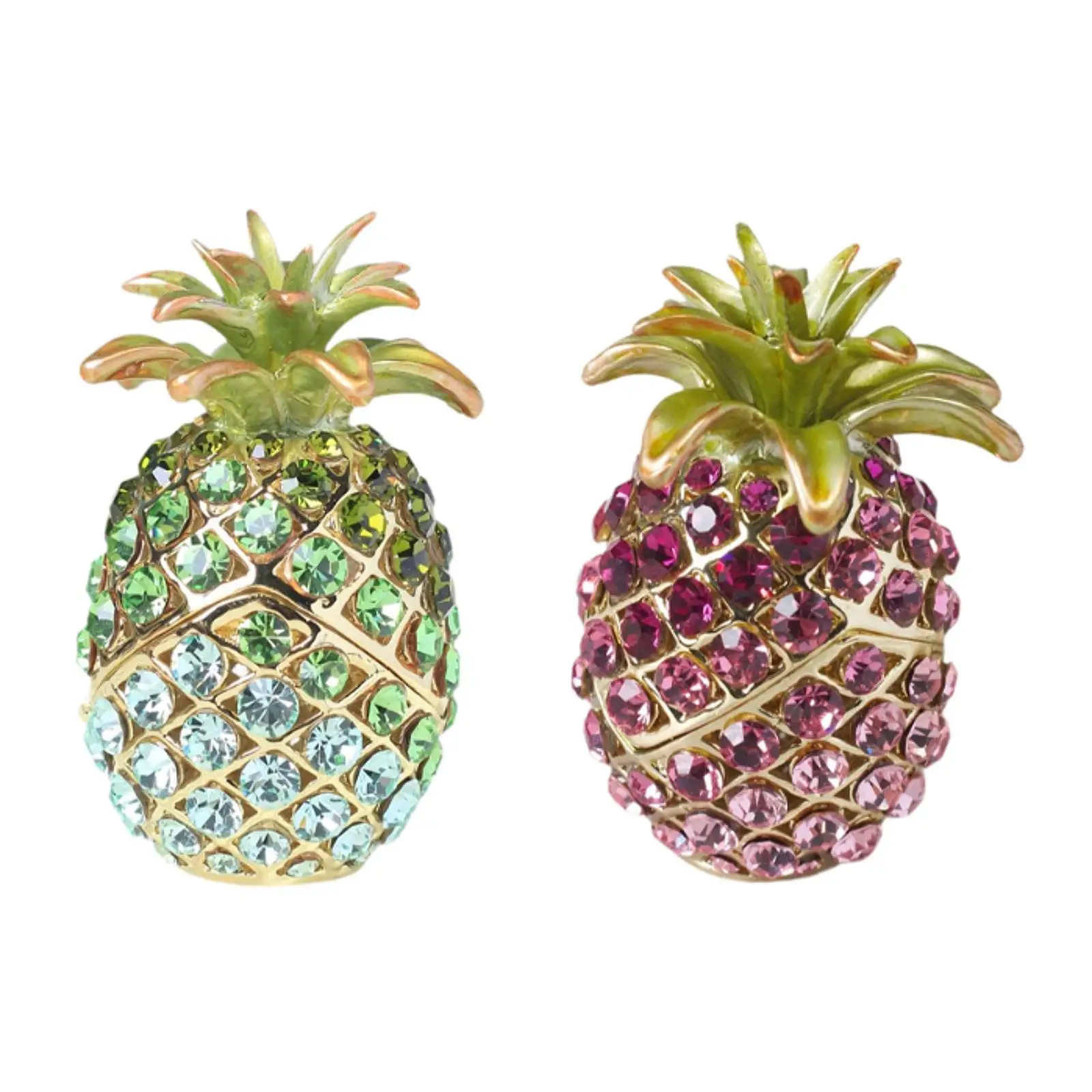 

Pineapple Trinket Box Enameled Jewelry Box Alloy Decor Treasure Chest Box Ewelry