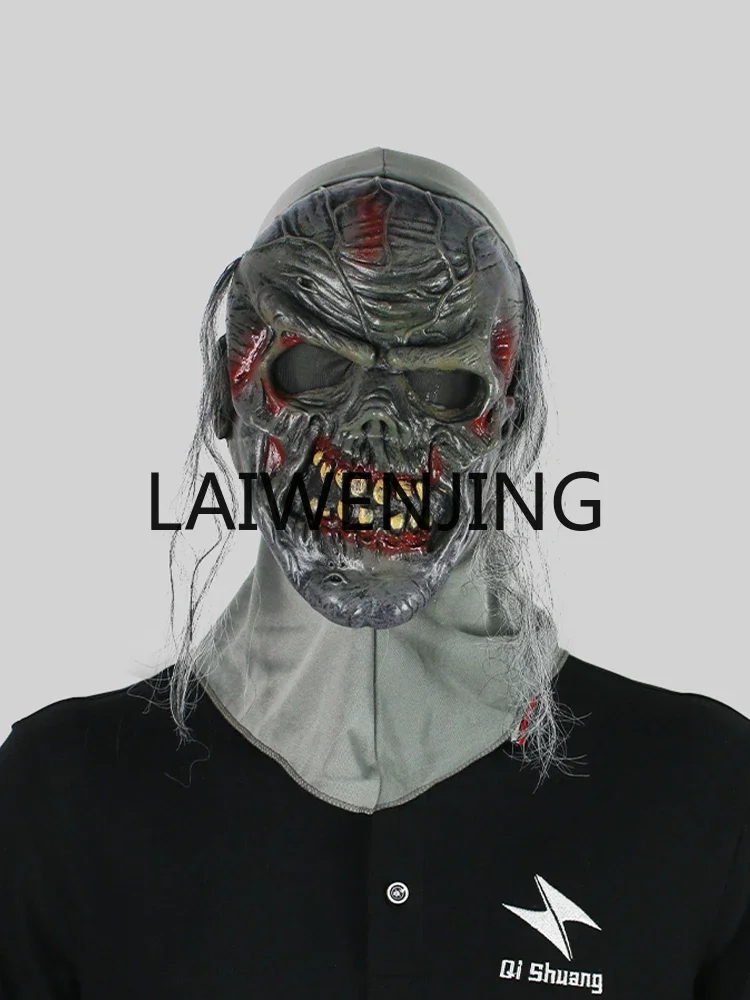 

Screaming Grey Zombie Mask Hood Masquerade Party Horror Grimace Headdress Halloween Party Spoof Props