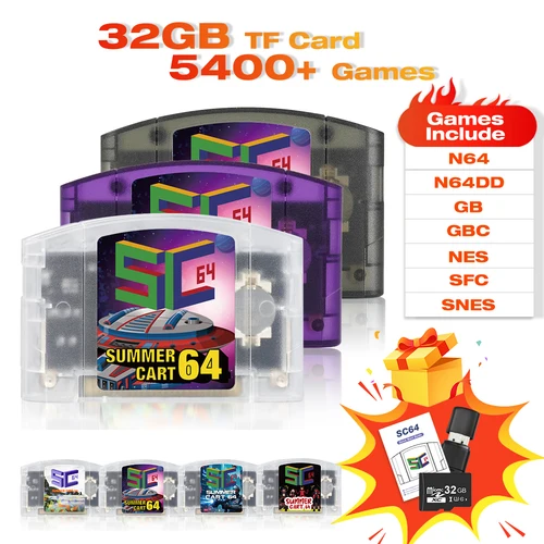 Imagen 1 del producto Tarjeta de juego SummerCart64 Open Source N64 para consola de juegos Nintendo 64 con función simulador compatibilidad más de 5400 juegos
