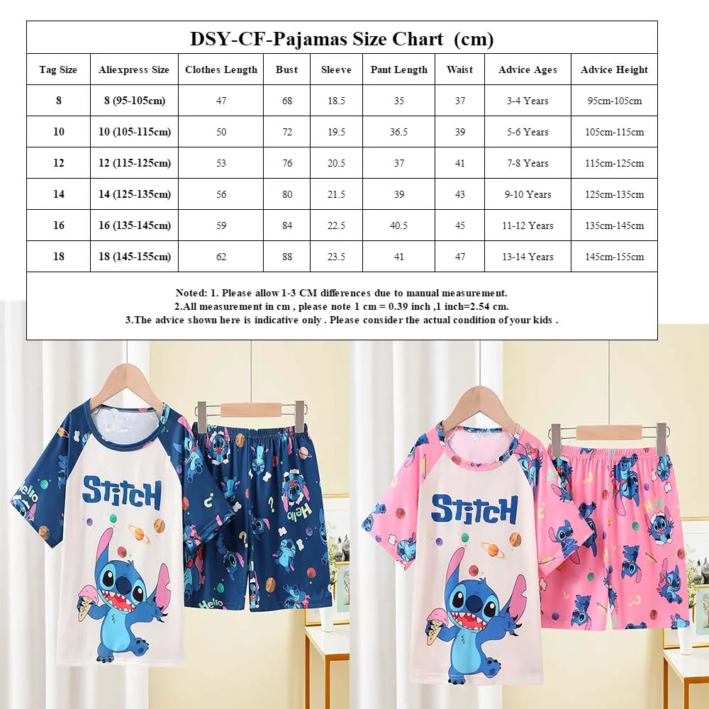 Lilo&Stitch Girls Boys Clothing Set Kids Sports T Shirt+Shorts Children Pajamas Comfort Outfits Pyjamas Stitch Disney Pijama image 2