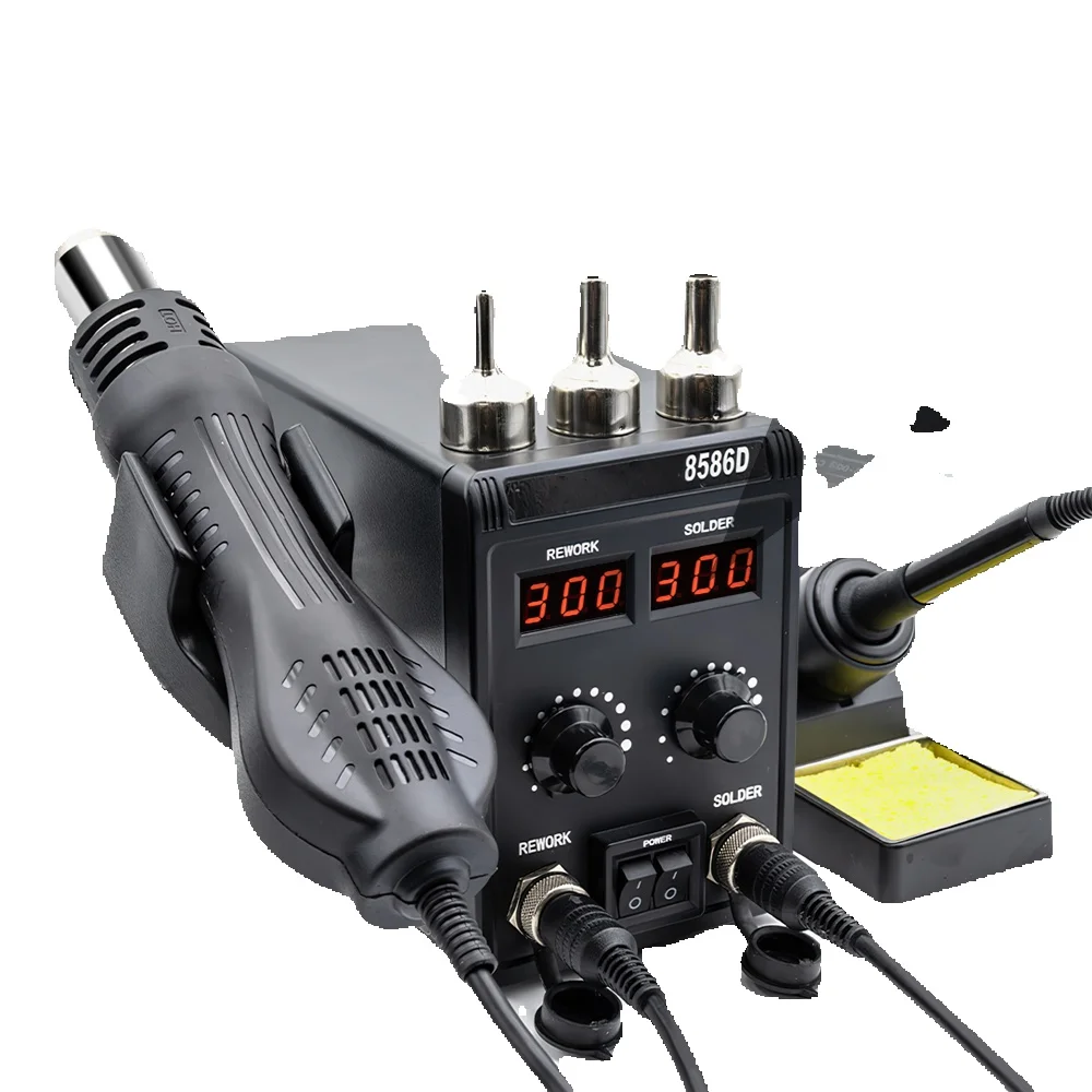 8586D Lötstation 2 IN 1 750W Heißluftgebläse LCD Dual-Digitalanzeige Elektrischer Lötkolben SMD-Schweiß- und Reworkstation – Detail 7