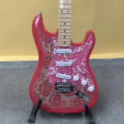 In stock 6 String Paisley Red ST Electric Guitar Maple Fretboard SSS Pickup Guitars Order will be shipped immediately guitarra