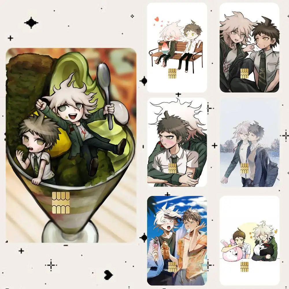 N-Nagito H-Hajime Komahina  HD Waterproof Card Skins Protective Stickers for Credit Bank Game Cards