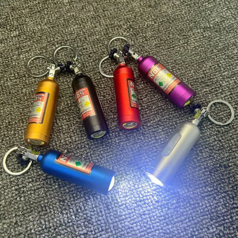 Rechargeable Portable NOS Nitrogen Bottle Keychain LED Mini Camping Flashlight Keyring Torch Outdoor EDC Light Car Accessory New