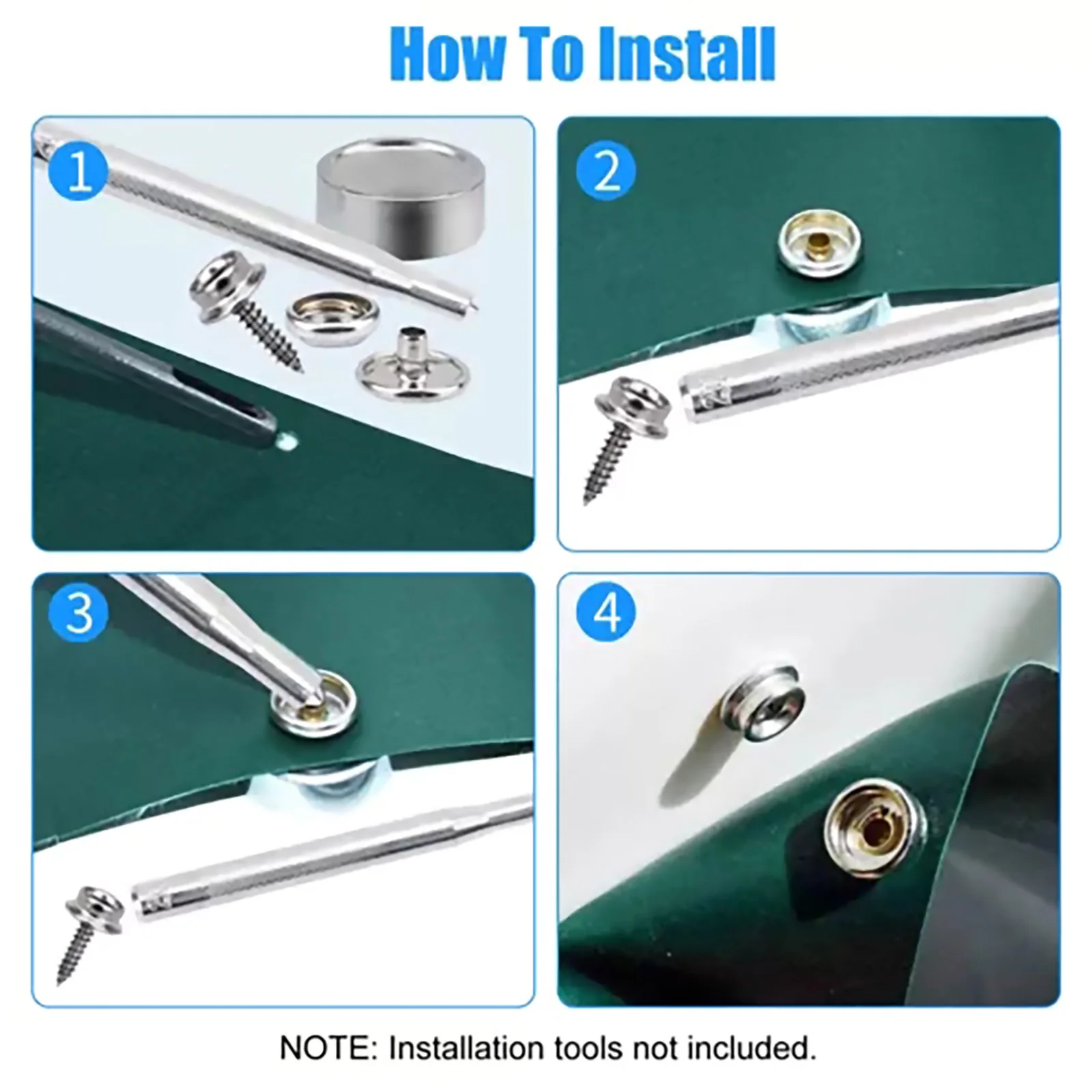 Kit de Fixation à Bouton-Pression pour Couverture de Bateau, en Acier Inoxydable, Toile Marine, Vis de 15mm, 50 Pièces