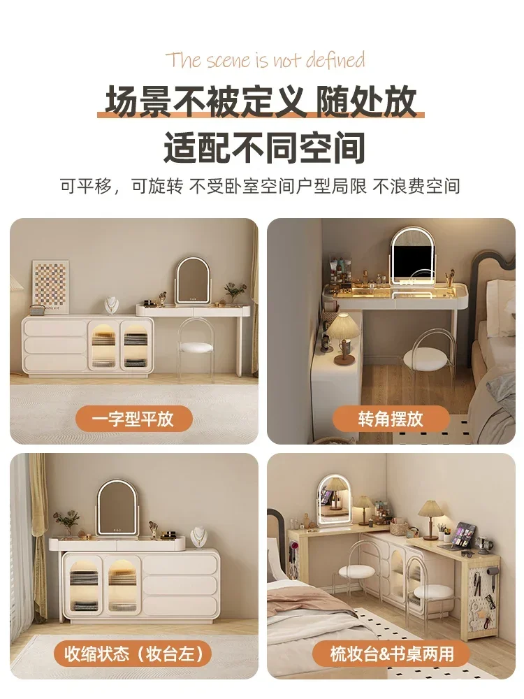 خزانة تخزين زاوية قابلة للسحب بالرياح الكريمية، خزانة تلفزيون مكتبية صغيرة لغرفة النوم وغرفة النوم #3