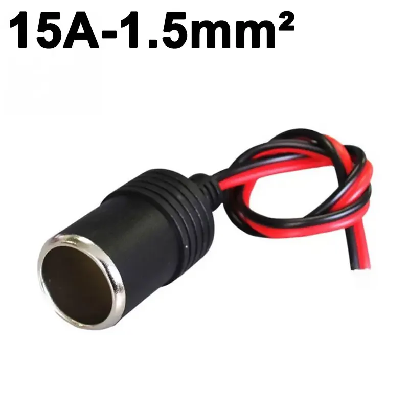 10A/15A/20A Max 200W Car Mounted Cigarette Lighter Charger Female Socket Plug with 30cm Cable Connector Adapter Universal 12v