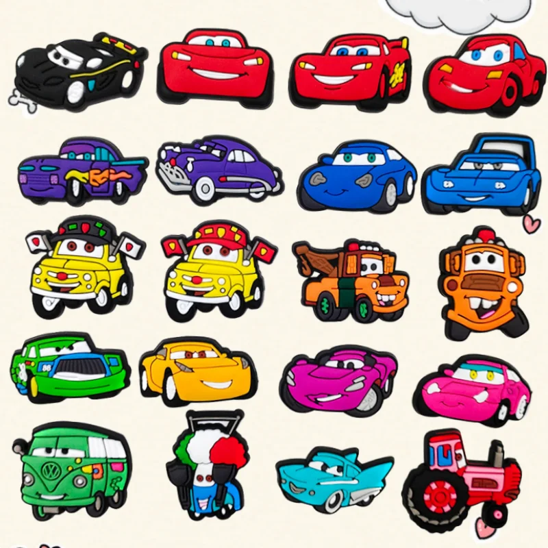 

20pcs Miniso Cars Lightning McQueen Bracelet Charms for Boys & Girls Shoe Accessories Birthday Gift Ornament Fit
