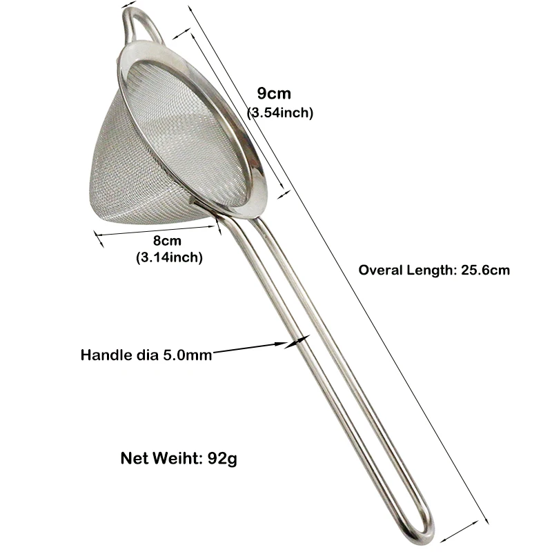 Fine Mesh Cocktail Strainer Conical Bar Strainer, Stainless Steel